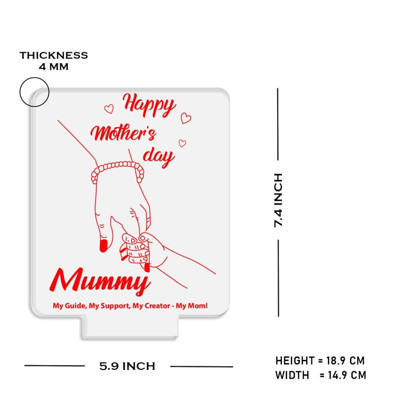 Happy Mothers Day 3D Illusion Night Lamp with Warm White Light & USB Powered | Mom Hand Holding Design Emotional Gift for Mom from Daughter & Son